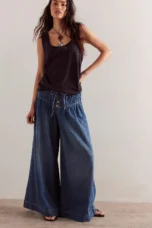 Lucia | Cotton Chambray Wide Leg Pants