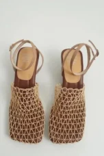 Alida | Braided Linen Square Toe Heels