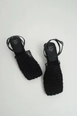 Alida | Braided Linen Square Toe Heels