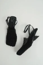 Alida | Braided Linen Square Toe Heels