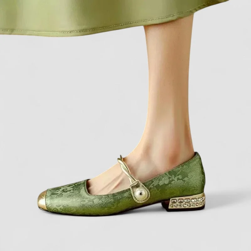 Vera | Pearl Strap Leather Mary Janes