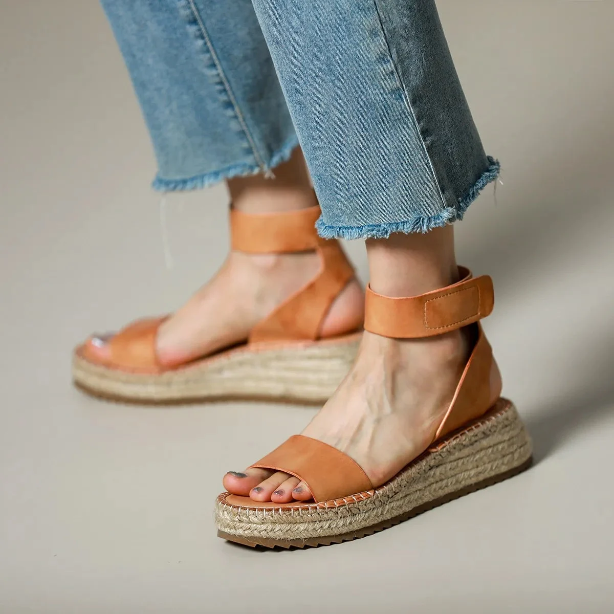 Zulma | Leather Strap Platform Espadrilles