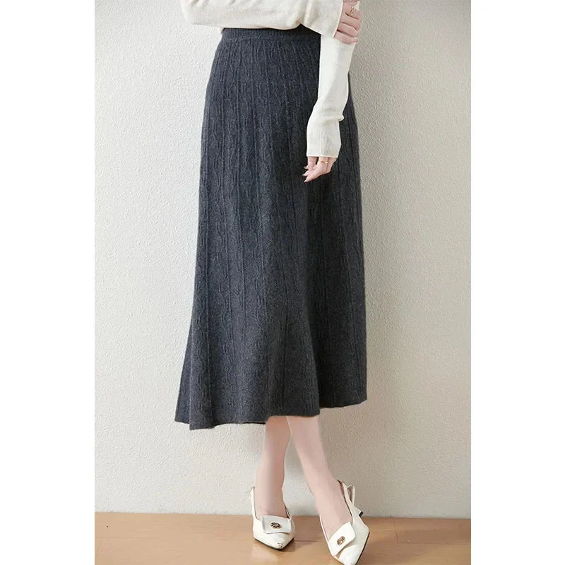 Olympia | Merino Wool Knit A-Line Skirt