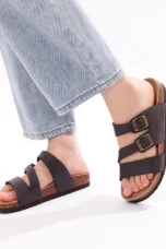 Helena | Nappa Leather Cork Base Slides