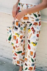 Marcelina | Printed Denim Straight Leg Jeans