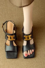 Hortensia | Chain Detail Block Heel Sandals