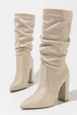 Therese | Pleated Suede Heel Boots
