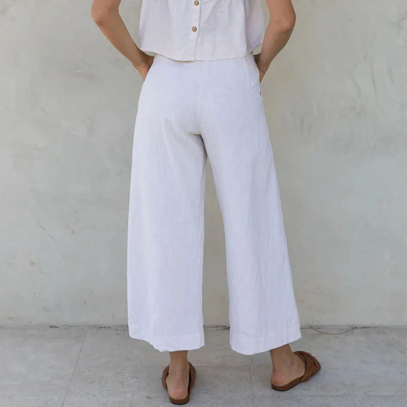 Olympie | Pleated Cotton Linen Culottes