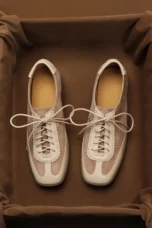 Noeline | Leather Lace-Up Square Toe Heels