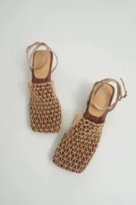 Alida | Braided Linen Square Toe Heels