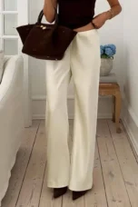 Seraphine | Satin Weave Wide Leg Trousers