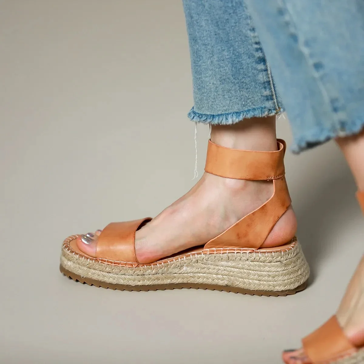 Zulma | Leather Strap Platform Espadrilles
