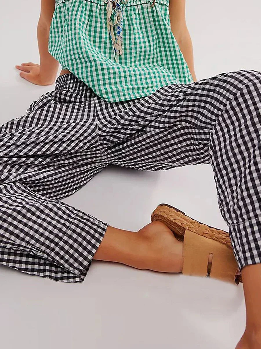 Hilda | Checked Elastic Waist Trousers