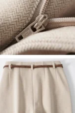 Adelia | 50% Wool Belted Wide Leg Trousers