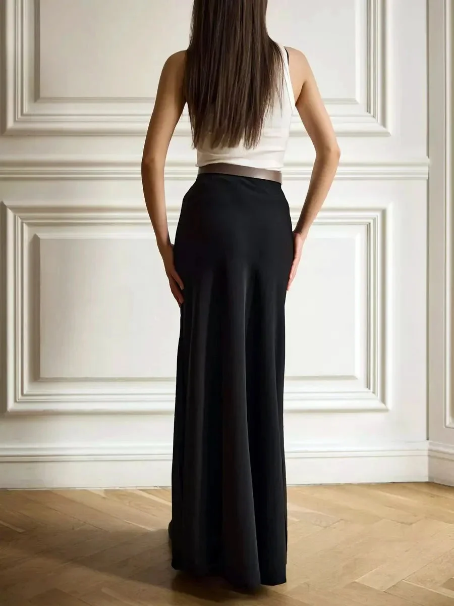 Deborah | Fishtail Hem Satin Maxi Skirt