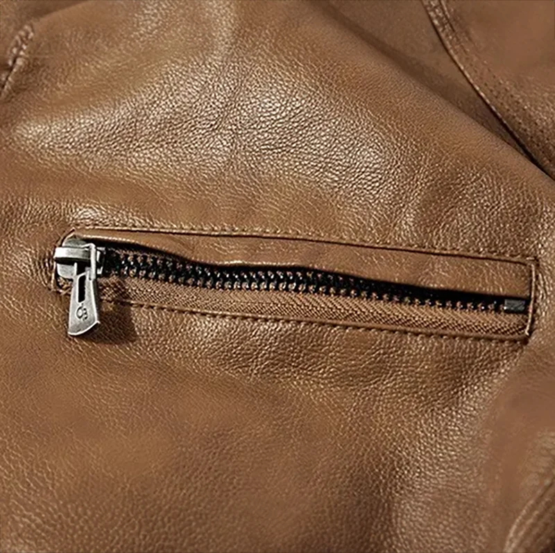 Hormidas | Corduroy Collar Leather Jacket