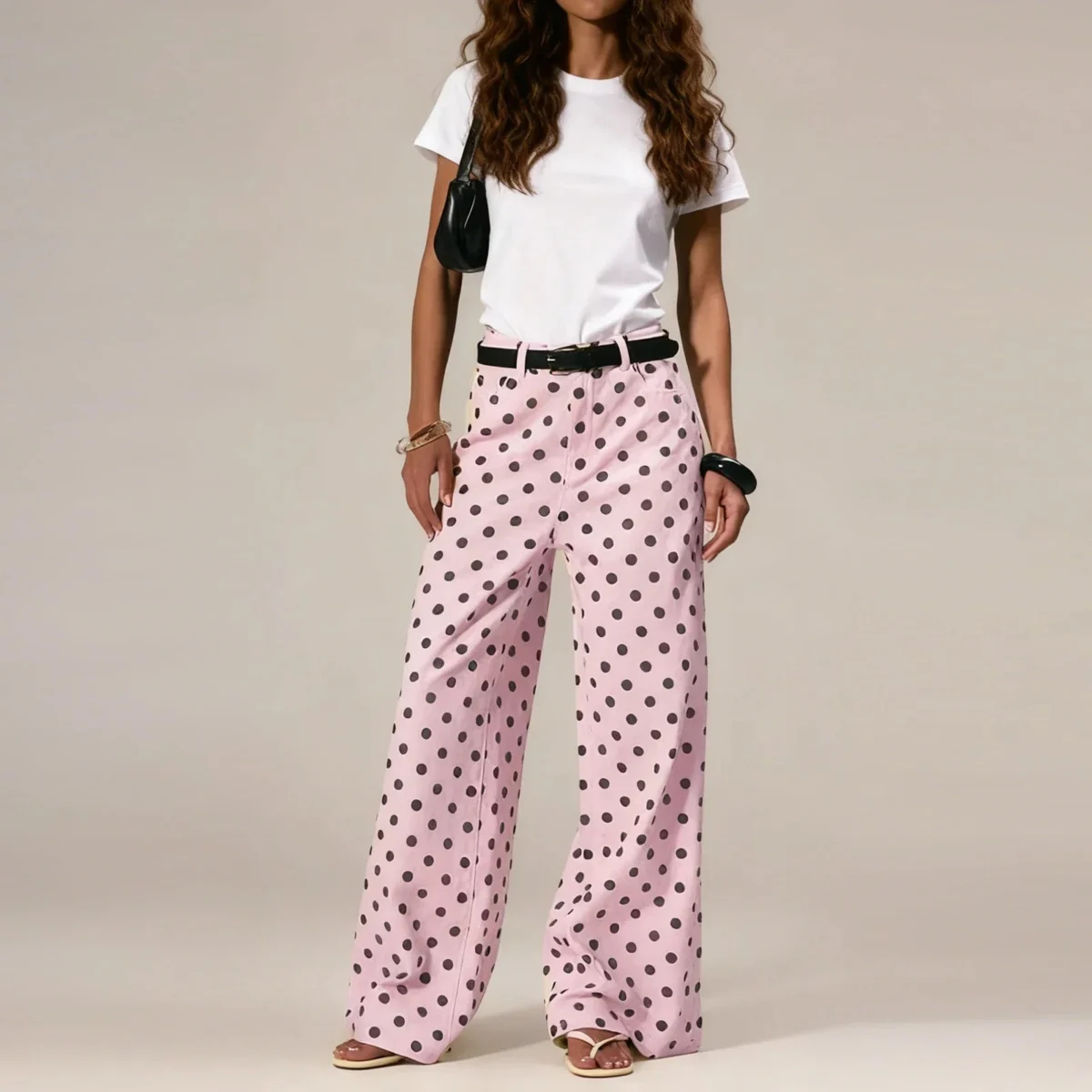 Paule | Polka Dot Cotton Wide Leg Trousers