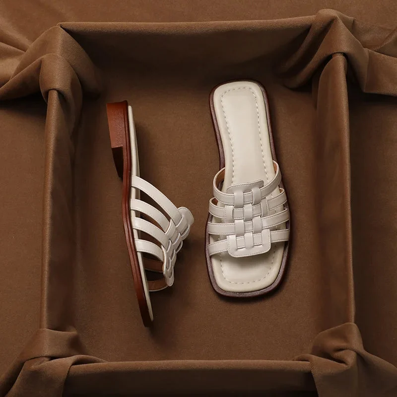 Andreanne | Hand Woven Square Toe Slides