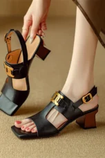 Hortensia | Chain Detail Block Heel Sandals