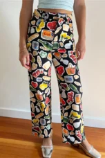 Marcelina | Printed Denim Straight Leg Jeans