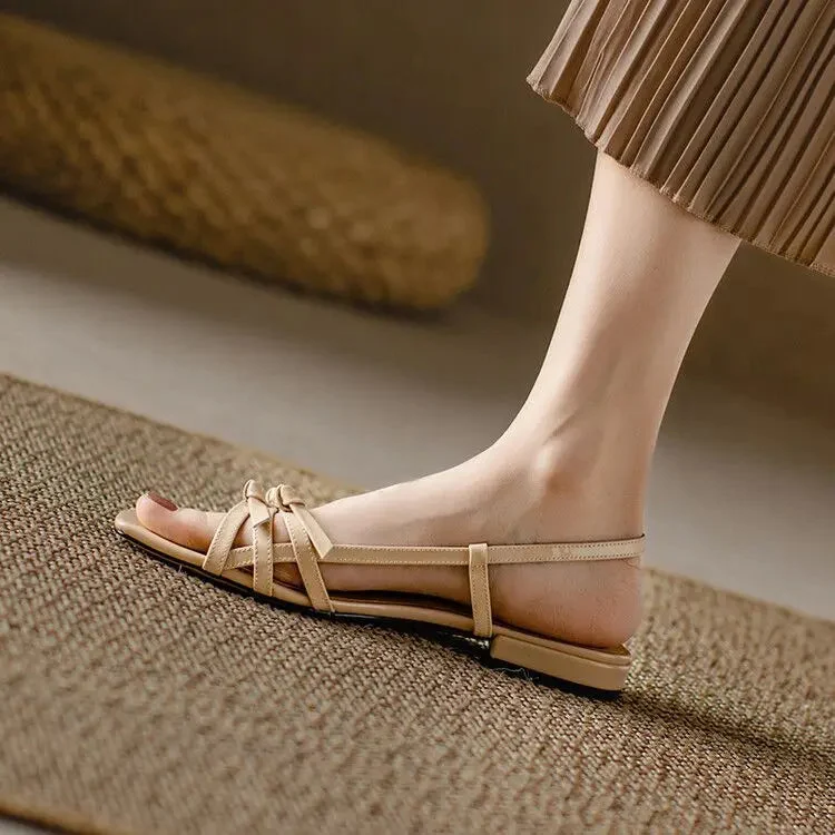 Berangere | Patent Leather Bow Strap Flats