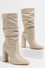 Therese | Pleated Suede Heel Boots