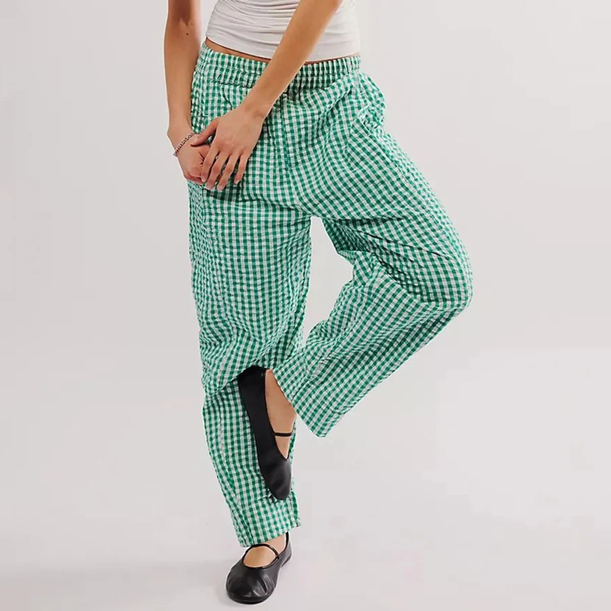 Hilda | Checked Elastic Waist Trousers