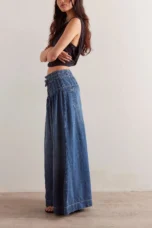 Lucia | Cotton Chambray Wide Leg Pants