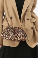 Leopard Print Hasp Clutch, Linen Lined
