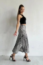 Alexandrine | Leopard Print Satin Skirt