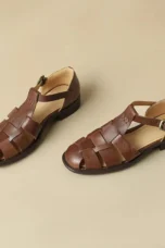 Arminda | Woven Leather T-Strap Sandals