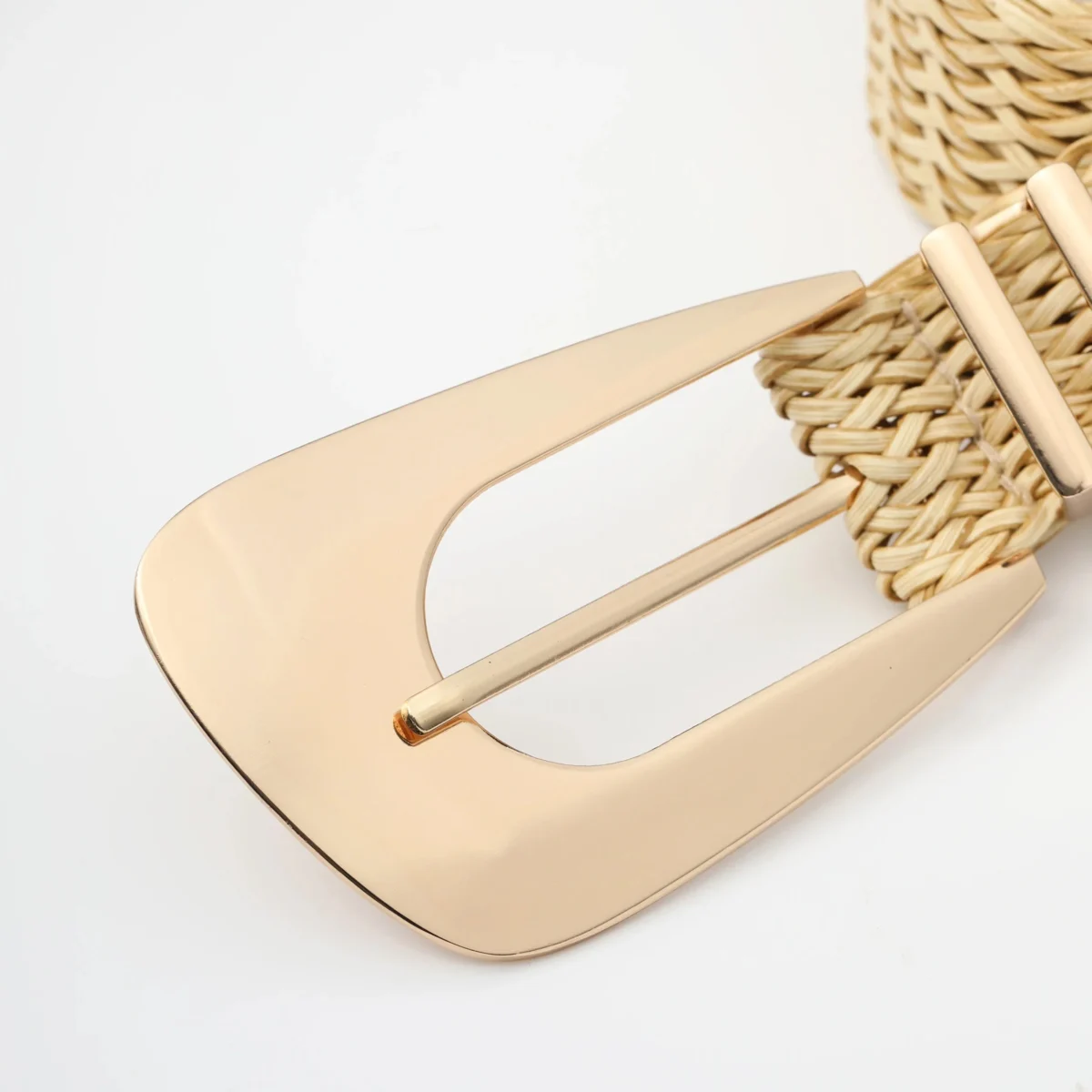 Woven Stretch Belt, Hooked Gold Buckle