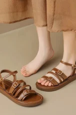 Mabel | Triple Buckle Leather Sandals