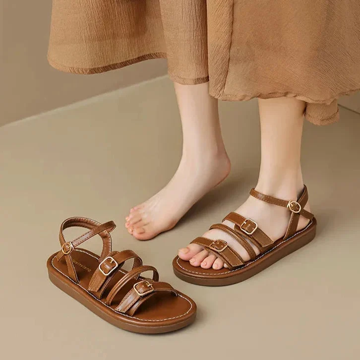 Mabel | Triple Buckle Leather Sandals