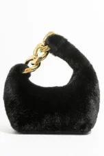 Faux Fur Crescent Bag, Chain Strap
