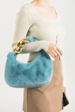 Faux Fur Crescent Bag, Chain Strap