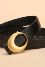 Full Grain Leather Crescent Buckle Belt
