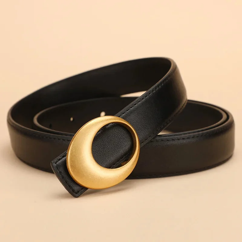 Full Grain Leather Crescent Buckle Belt
