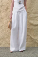Valentina | Deep Pleated Linen Blend Pants
