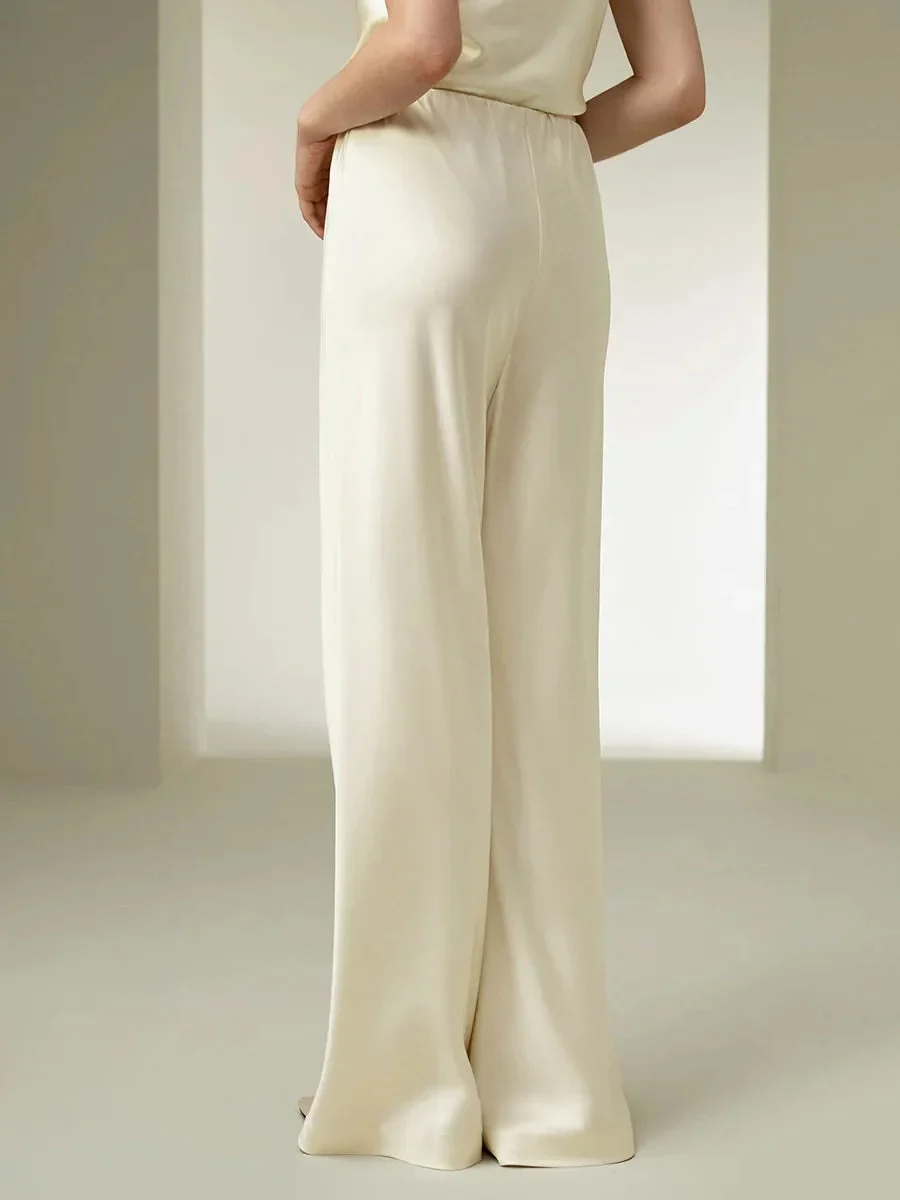Seraphine | Satin Weave Wide Leg Trousers