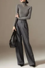 Octavie | Draped Cotton Wide Leg Trousers