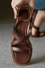 Nora | Woven Leather Ankle Buckle Sandals