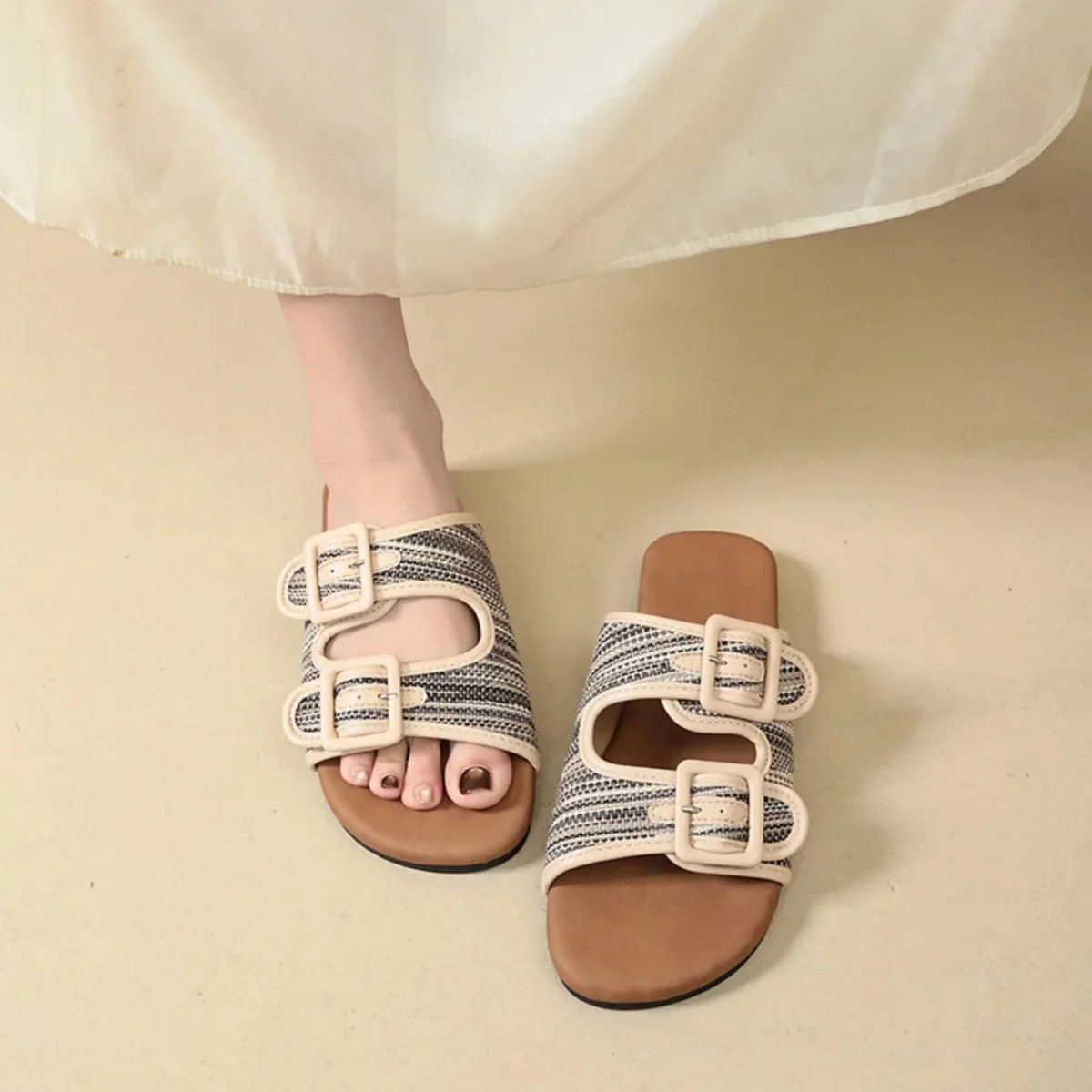 Shirley | Woven Upper Flat Sandals