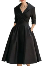 Antonia | Satin Lapel Collar Evening Dress