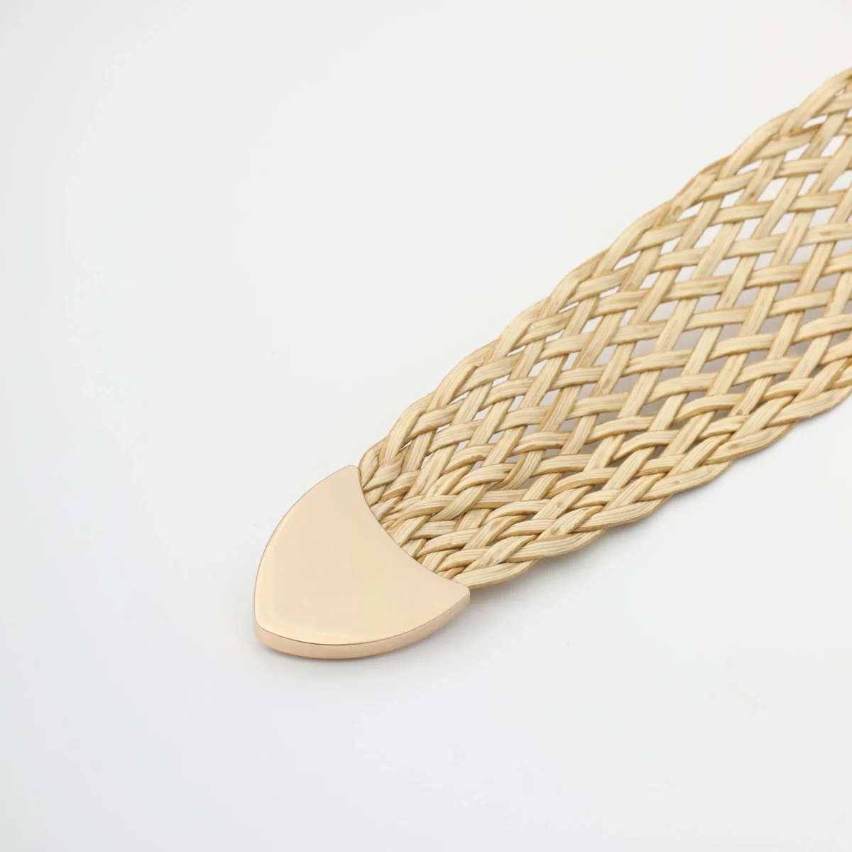 Woven Stretch Belt, Hooked Gold Buckle