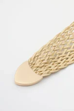 Woven Stretch Belt, Hooked Gold Buckle