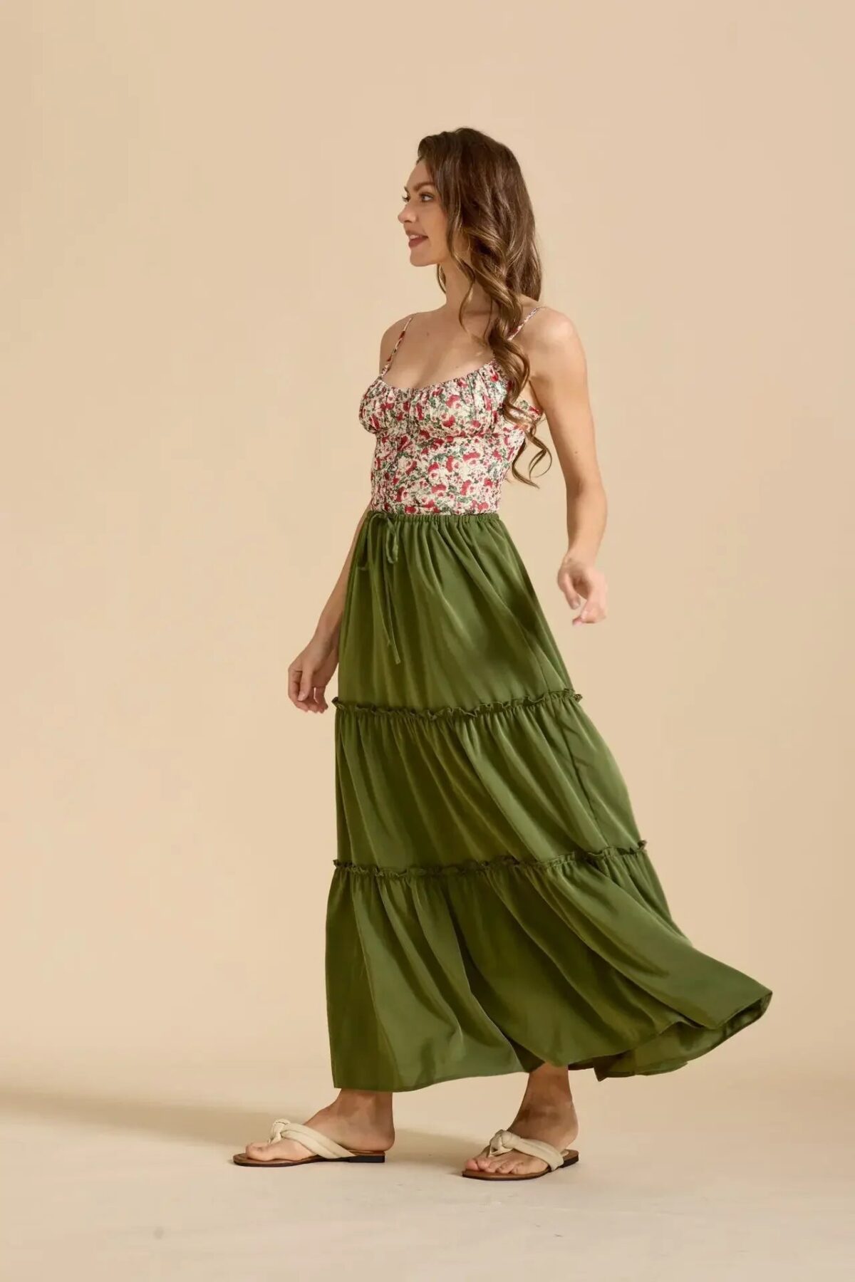 Vivian | 100% Cotton Drawstring Maxi Skirt
