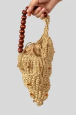 Hand-Woven Conch Shell Bag, Bead Handle