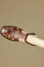Arminda | Woven Leather T-Strap Sandals