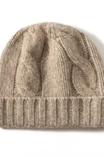100% Cashmere Cable Knit Beanie